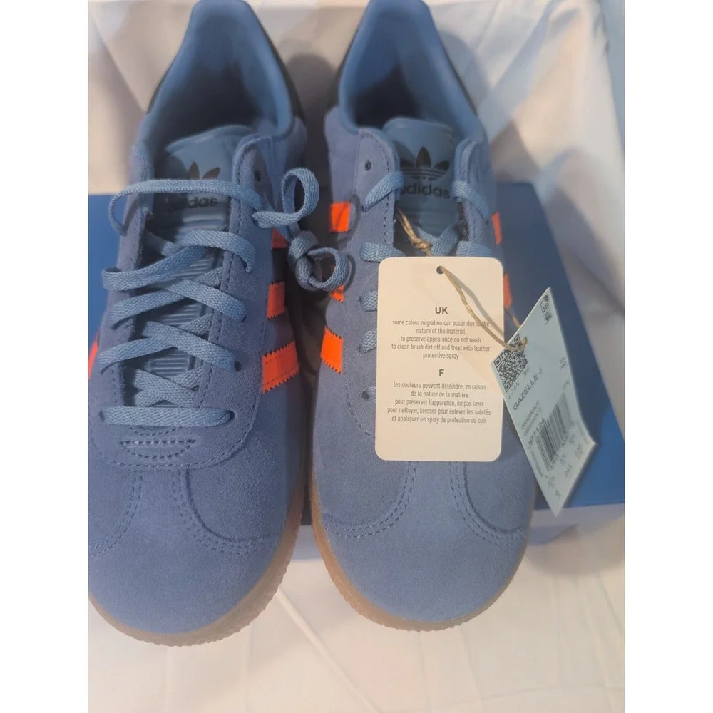 adidas Gazelle J Kids Youth 6 Blue Orange Shoes JP7124 New In Box FR 38 2/3NIB